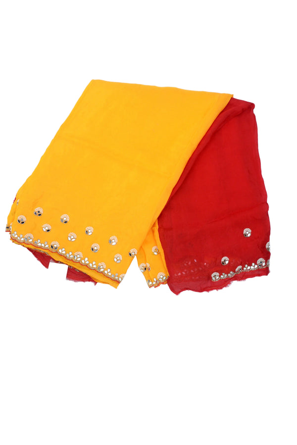 Golden Amber Designer Saree with Silver Mirror Aari Embroidery for Weddings and Festive Celebrations