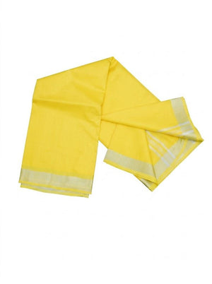 Lemon Yellow Striped Jaipur Cotton Saree with Handwoven Rajasthani Craft for Summer Parties and Cultural Celebrations