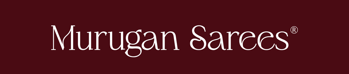 White serif text reading 'Murugan Sarees' centered on a solid deep maroon background.